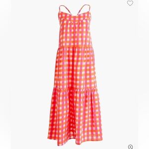 SZ Blockprints x J.Crew Tiered Midi Dress in Gingham Size S